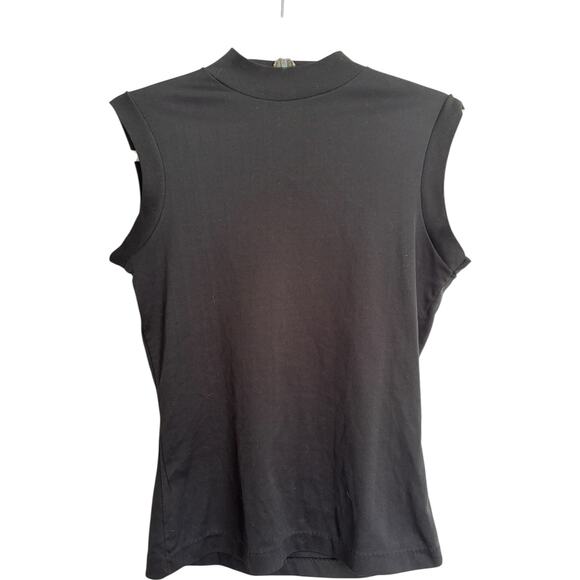 Vintage Black Mock Neck Sleeveless Top – Minimalist M - Picture 1 of 5